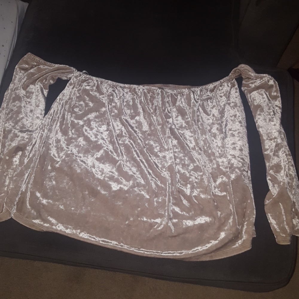 Beige velvet top